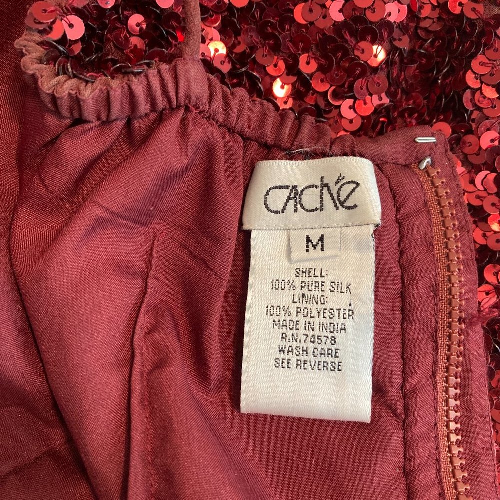Cache Red Sequin Asymmetrical Cami Top - Picture 7 of 8